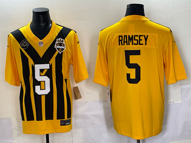 Men Pittsburgh Steelers #5 Ramsey Yellow Retro 2025 Nike Limited NFL Jersey style 012->pittsburgh steelers->NFL Jersey